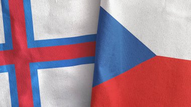 Czech Republic and Faroe Islands two flags textile cloth 3D rendering