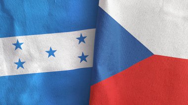 Czech Republic and Honduras two flags textile cloth 3D rendering