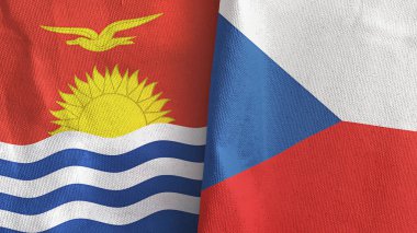 Czech Republic and Kiribati two flags textile cloth 3D rendering
