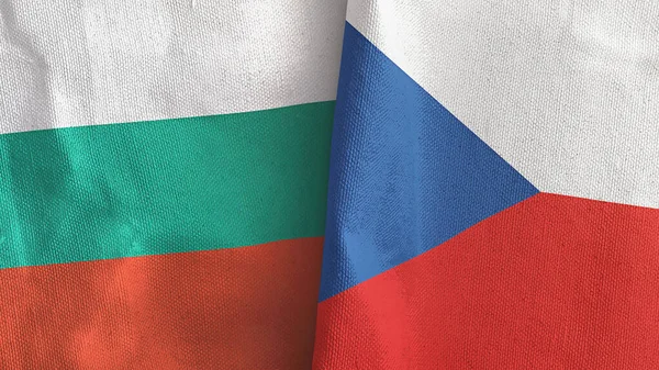 Czech Republic and Bulgaria two flags textile cloth 3D rendering