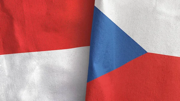 Czech Republic and Indonesia two flags textile cloth 3D rendering — Stock Photo, Image