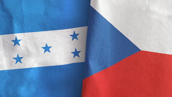 República Checa y Honduras dos banderas de tela textil 3D renderizado — Foto de Stock