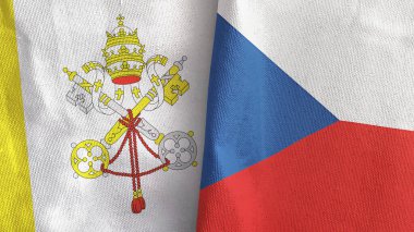 Czech Republic and Vatican two flags textile cloth 3D rendering