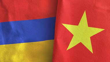 Vietnam and Armenia two flags textile cloth 3D rendering