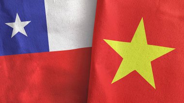 Vietnam and Chile two flags textile cloth 3D rendering
