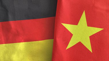 Vietnam and Germany two flags textile cloth 3D rendering