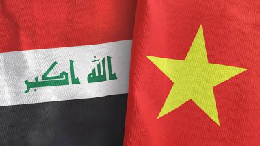Vietnam ve Irak iki bayraklı tekstil kumaşı 3D