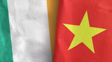 Vietnam ve İrlanda iki bayraklı tekstil kumaşı 3D