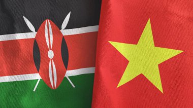 Vietnam ve Kenya iki bayraklı tekstil kumaşı 3D