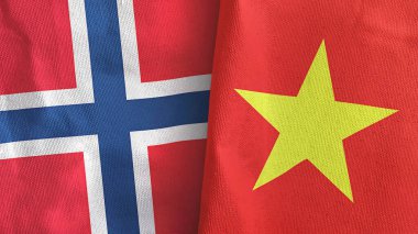 Vietnam ve Norveç iki bayraklı tekstil kumaşı 3D