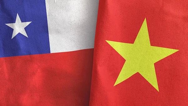 Vietnam and Chile two flags textile cloth 3D rendering — Stock Photo, Image