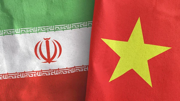 Vietnam and Iran two flags textile cloth 3D rendering — Stock Photo, Image