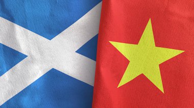 Vietnam ve İskoçya iki bayraklı tekstil kumaşı 3D