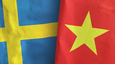 Vietnam ve İsveç iki bayraklı tekstil kumaşı 3D