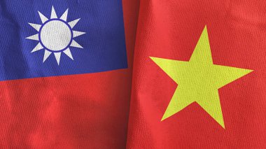 Vietnam ve Tayvan 'da iki bayrak, üç boyutlu kumaş.