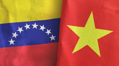 Vietnam ve Venezuela 'da iki bayrak, tekstil kumaşı 3D.