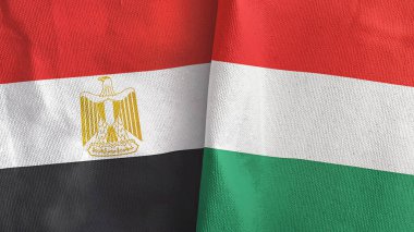 Macaristan ve Mısır 'da iki bayraklı tekstil kumaşı 3D