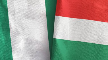 Macaristan ve Nijerya iki bayraklı tekstil kumaşı 3D