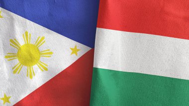 Macaristan ve Filipinler iki bayraklı tekstil kumaşı 3D