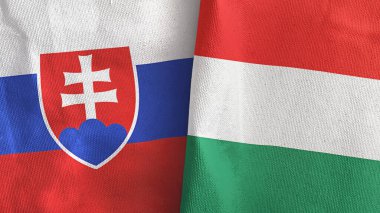 Macaristan ve Slovakya 'da iki bayraklı tekstil kumaşı 3D