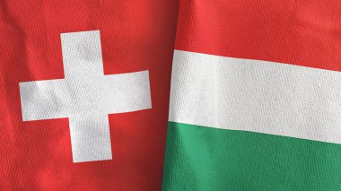 Macaristan ve İsviçre 'de iki bayraklı kumaş 3D.