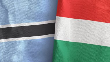 Macaristan ve Botswana 'da iki bayraklı kumaş 3D.
