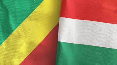 Macaristan ve Kongo 'da iki bayraklı tekstil kumaşı 3D.