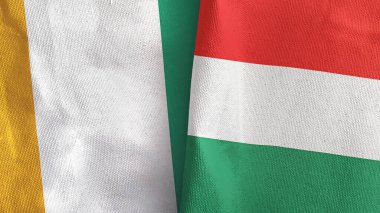 Macaristan ve Cote dIvoire Fildişi Sahilleri İki bayraklı tekstil kumaşı 3D