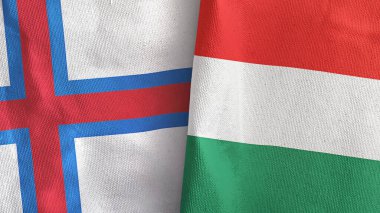 Macaristan ve Faroe Adaları iki bayrak tekstil kumaşı 3D