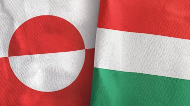 Macaristan ve Grönland 'da iki bayraklı kumaş 3D.
