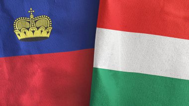 Macaristan ve Lihtenştayn. İki bayraklı kumaş 3D.
