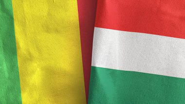 Macaristan ve Mali 'de iki bayraklı tekstil kumaşı 3D