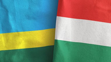 Macaristan ve Ruanda 'da iki bayraklı tekstil kumaşı 3D