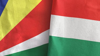 Macaristan ve Seyşeller iki bayraklı tekstil kumaşı 3D