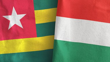 Macaristan ve Togo iki bayrak tekstil kumaşı 3D