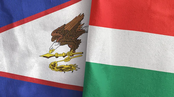 Ungheria e Samoa Americane due bandiere tessuto 3D rendering — Foto Stock