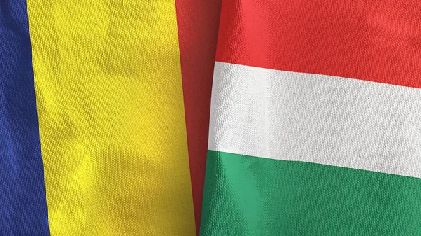 Ungern och Tchad två flaggor textilduk 3D-rendering — Stockfoto