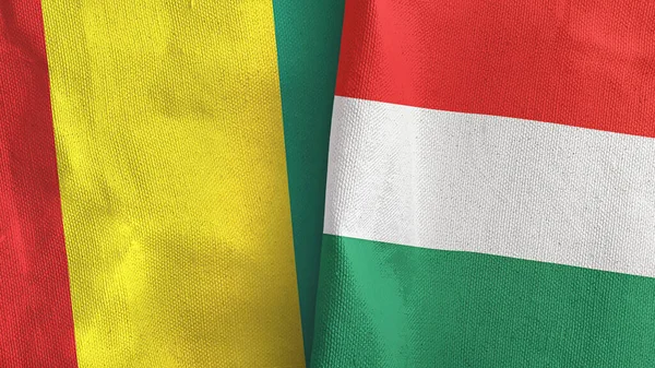 Macaristan ve Gine iki bayraklı tekstil kumaşı 3D