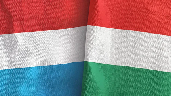 Macaristan ve Lüksemburg 2 bayraklı tekstil kumaşı 3D