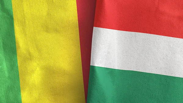 Macaristan ve Mali 'de iki bayraklı tekstil kumaşı 3D