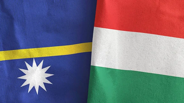 Macaristan ve Nauru 'nun iki bayrağı tekstil kumaşı 3D.