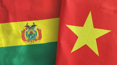 Vietnam ve Bolivya 'da iki bayrak, tekstil kumaşı 3D.