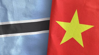 Vietnam ve Botswana 'da iki bayraklı kumaş 3D.