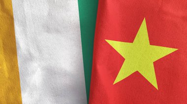 Vietnam ve Cote dIvoire Fildişi Sahilleri İki bayrak Tekstil Kumaşı 3D