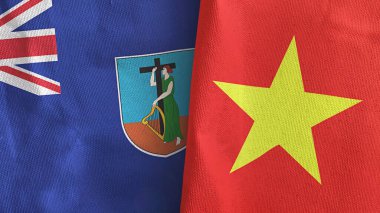 Vietnam ve Montserrat, iki bayrak, üç boyutlu kumaş.