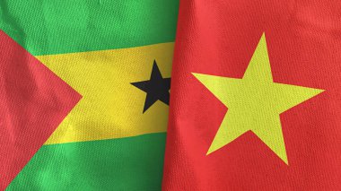 Vietnam ve Sao Tome ve Principe iki bayrak tekstil kumaşı 3D