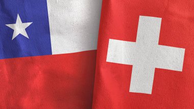 İsviçre ve Şili 'de iki bayraklı kumaş 3D görüntüleme