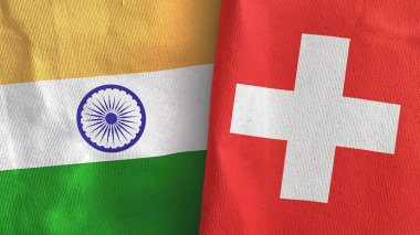 İsviçre ve Hindistan 'da iki bayraklı kumaş 3D görüntüleme