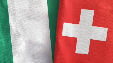 İsviçre ve Nijerya iki bayraklı tekstil kumaşı 3D