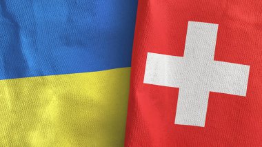 İsviçre ve Ukrayna 'da iki bayraklı tekstil kumaşı 3D